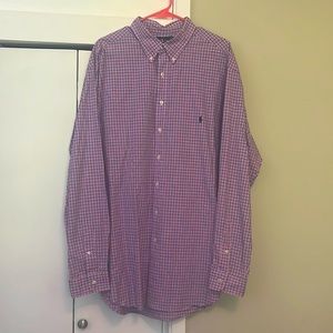 Pink & Blue Plaid Polo Ralph Lauren Long Sleeve Button Down Classic Fit 2XLT
